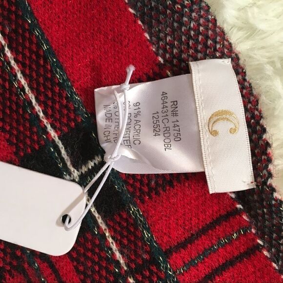 Cold Weather Red Holiday Plaid Scarf M - Picture 4 of 5